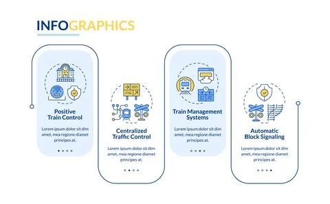 Rail traffic management systems rectangle infographic vector Stock Illustration