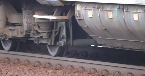 Rail transport, close-up on wheels and rails, 4K slomo Stock Footage 169483847