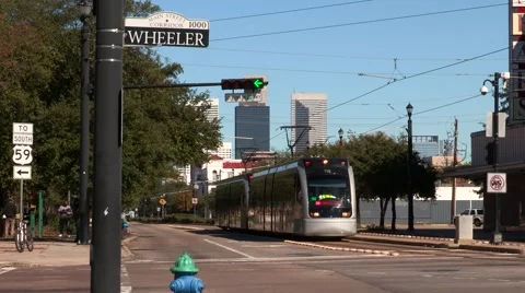Rail transportation system operating on a city street Stock Footage 55214002