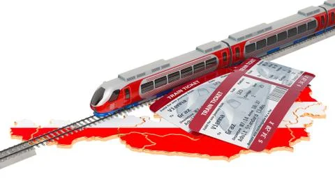 Rail travel in Austria, concept. 3D rendering Illustrazione stock