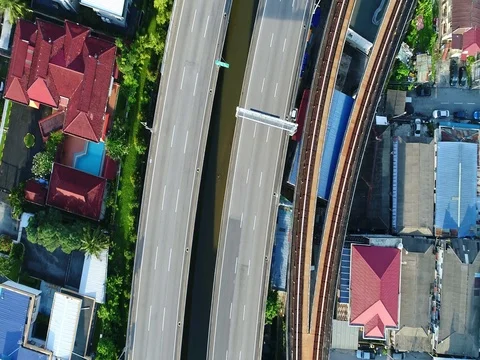 Rail way and expressway built for various mode of transportation into the city. 動画素材 80541247