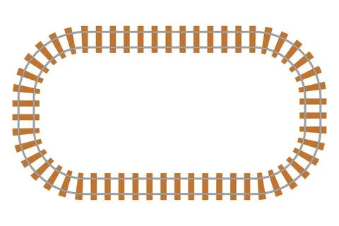 Rail way top view, train road in cartoon style isolated on white background Illustrazione stock