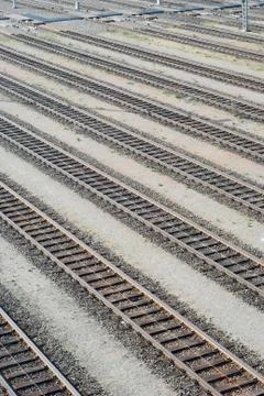 Rail yard tracks Stock Photos