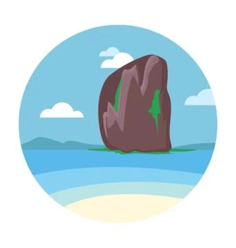 Railay Beach Vector Icon Stock Illustration