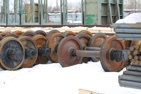 Railcar wheels 스톡 사진