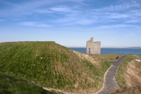 Railed path to Ballybunion beach and castle Stock Photos