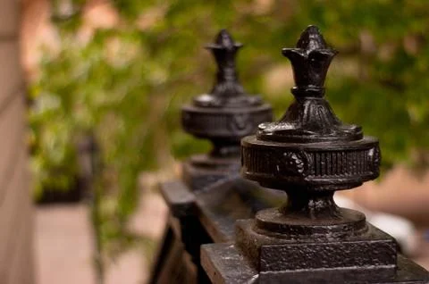 A railing of an ancient staircase Stock Photos