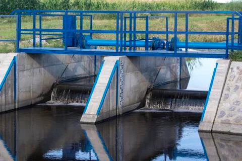 The railing and sluice. Stock Photos