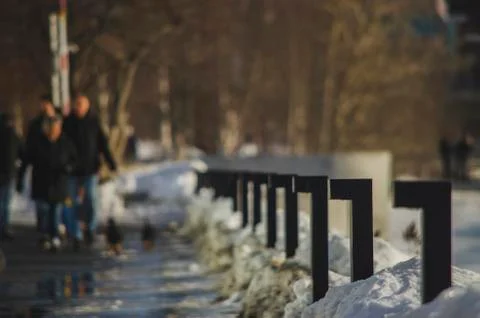 Railing beside pavement Stock Photos