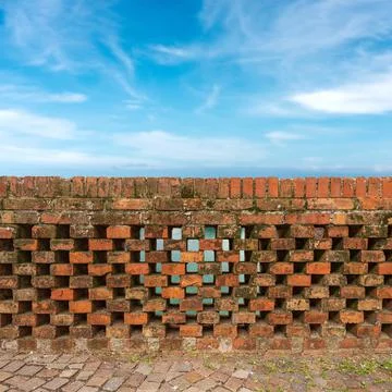 Railing of a Bridge made of Old Bricks - Veneto Italy Europe Stock Photos