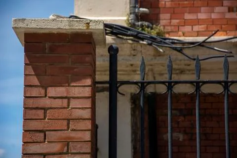 Railing detail with bricks Stock Photos