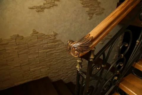 Railing in interior free space for text Stock Photos