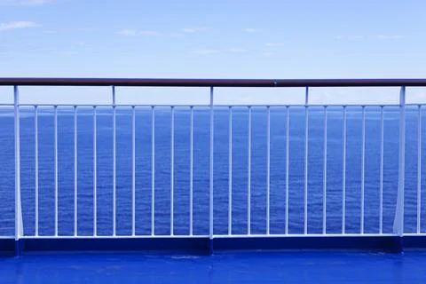 The railing of a large passenger ferry Stock Photos