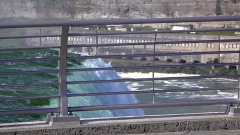 Railing at Niagara Falls with water in b... | Stock Video | Pond5