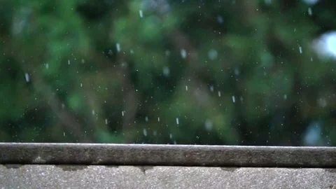 Railing Rain Slow Motion Stock Footage 78184576