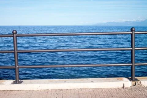 Railing on the sea close up view Stock Photos