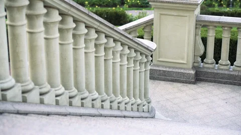 Railing of a stone staircase in the form... | Stock Video | Pond5