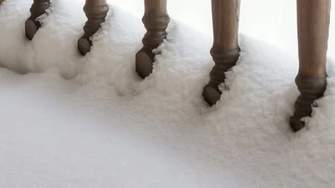 Railing veranda under the snow Stock Footage 141970779