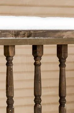 Railing veranda under the snow Stock Photos