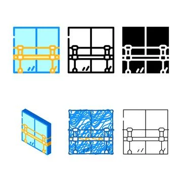 Railings with mirror in dance studio color icon series vector Illustrazione stock