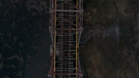 Raillway bridge on lake Stock Footage 149317643