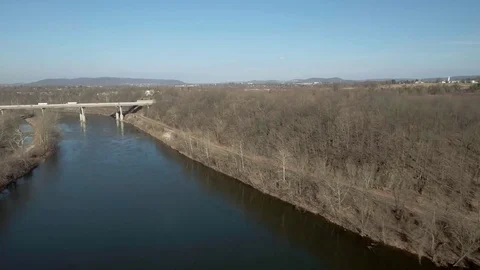 Railroad along river Stock Footage 72921087