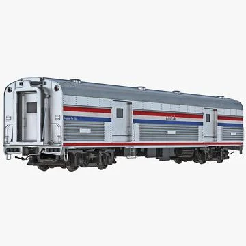 Railroad Amtrak Baggage Car 2 3D Model