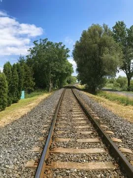 Railroad and highway. Stock Photos