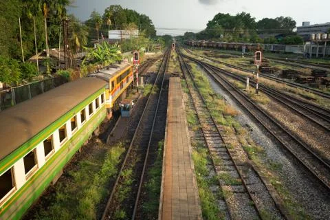 Railroad and old train Stock Photos