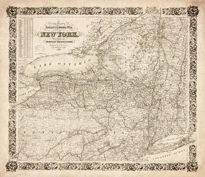 Railroad And Township Map Of The State Of New York With Portions Of Adjoini.. Stock Illustration