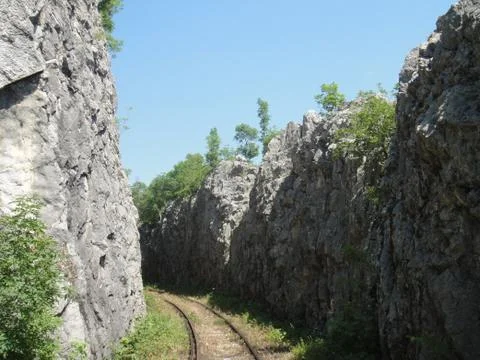Railroad Between Rocks Stock Photos
