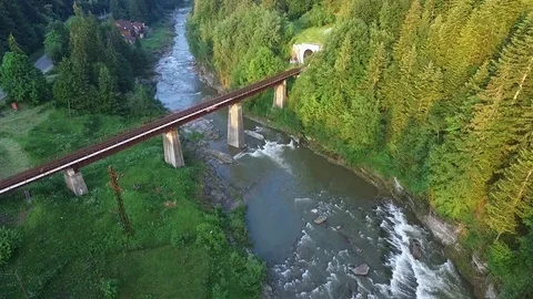 Railroad bridge in the mountains Stock Footage 116024190