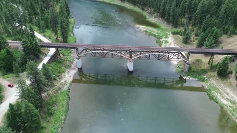 Railroad bridge Over Clark Fork River Stock Footage 319048085