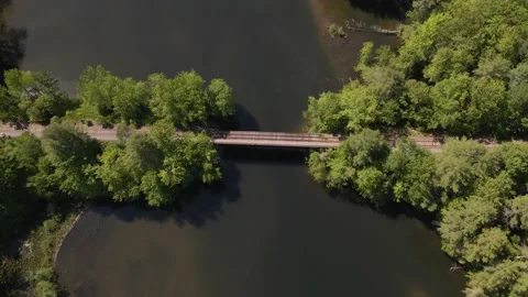 Railroad Bridge Over River Stock Footage