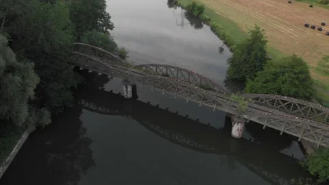 Railroad Bridge over Thames Stock Footage 169653781