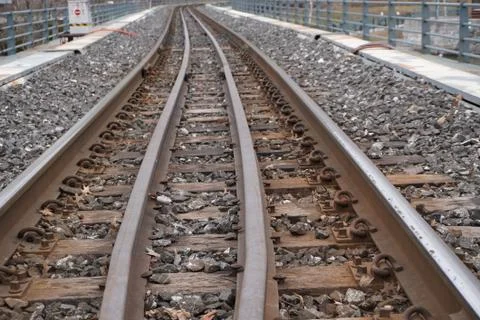 A railroad on a bridge Фото