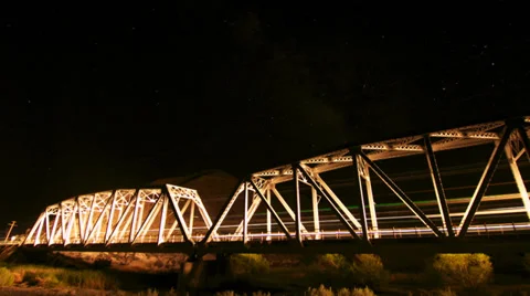 Railroad Bridge Starry Night Time Lapse 库存影片 36680684