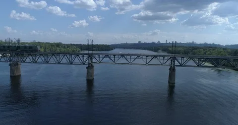 Railroad bridge with a train 스톡 동영상 96520744