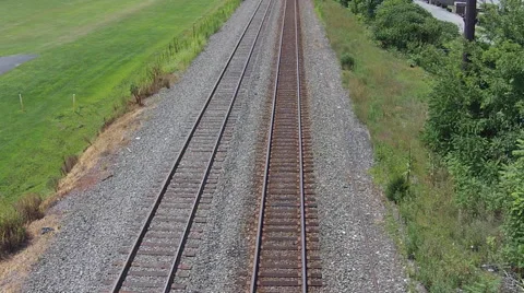 Railroad close aerial Stock Footage