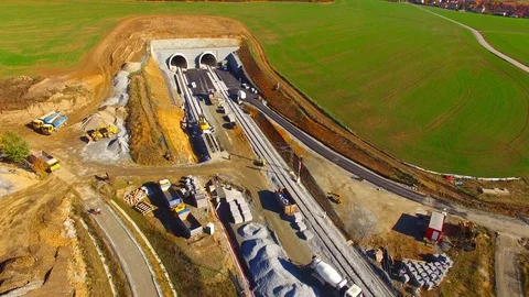 Railroad construction site Video stock 101080288