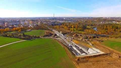 Railroad construction site Stock Footage 101082345