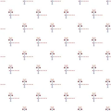 Railroad crossing barrier sign pattern seamless background 库存插图