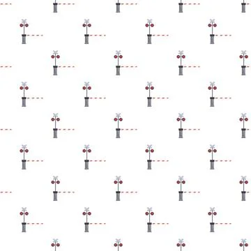 Railroad crossing barrier sign pattern warning transport Illustrazione stock