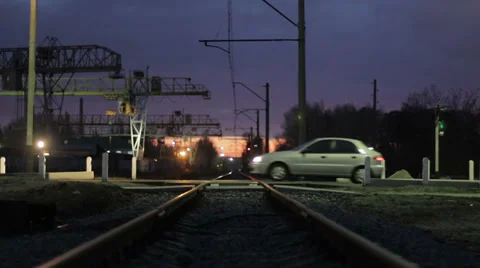 Railroad crossing Stock Footage 33954858