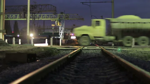 Railroad crossing Stock Footage 33954925