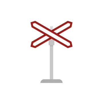 Railroad crossing icon flat isolated Illustrazione stock