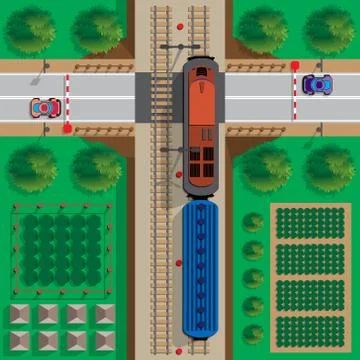 Railroad crossing. Stock Illustration