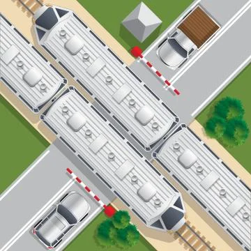 Railroad crossing. Stock Illustration