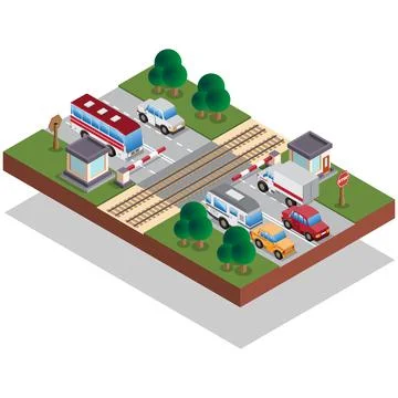 Railroad crossing. Stock Illustration