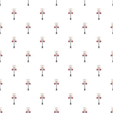 Railroad crossing signal seamless pattern vector background Stock Illustration